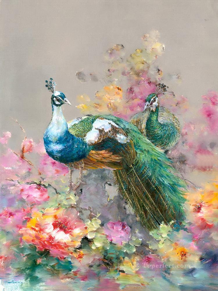 Peacock in Blossom 0 928 birds Oil Paintings
